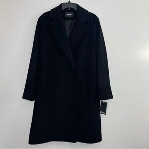 FLEURETTE Size 6 Double Breasted Wool-blend Long Jacket, Black